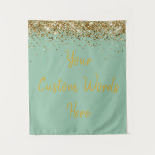 Tenture Mon anniversaire de menthe personnalisée vert et o