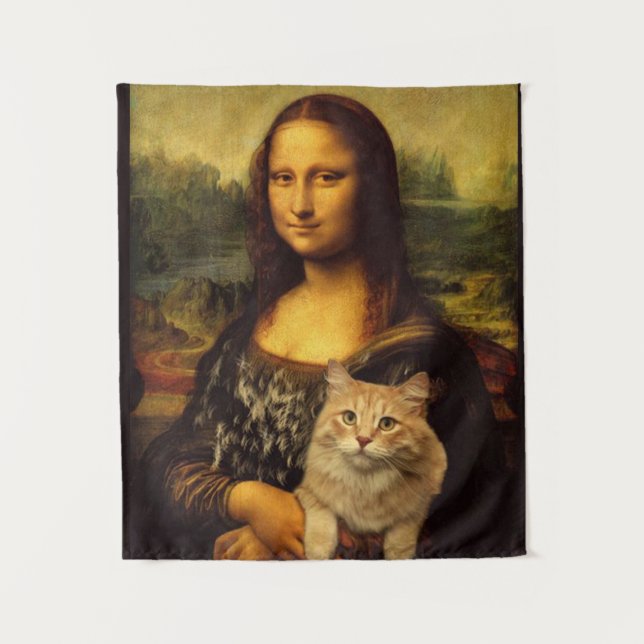 Tenture Mona Lisa avec un chat (fourrure de chat) Amateurs (Devant)