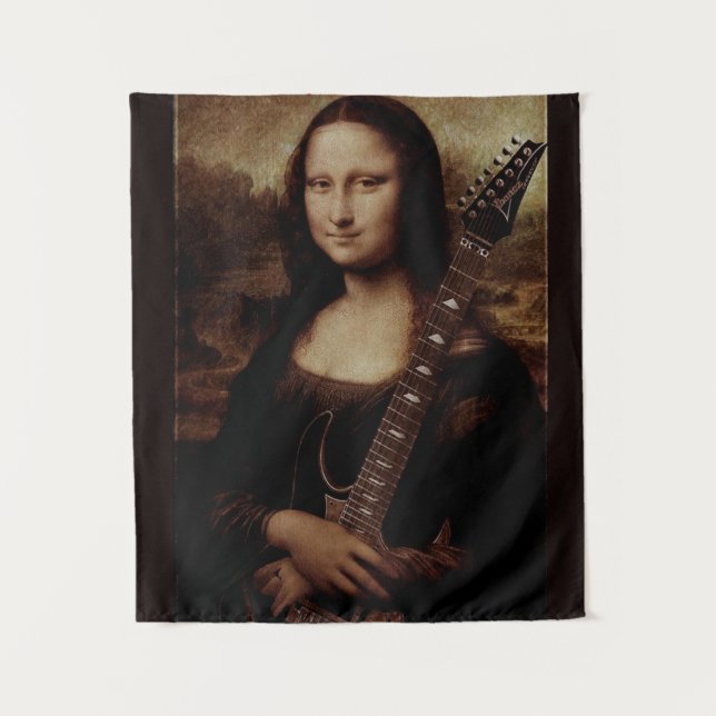 Tenture Mona Lisa tenant une guitare (guitariste) (Devant)
