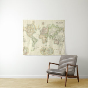 Tenture Monde sur la projection de Mercator