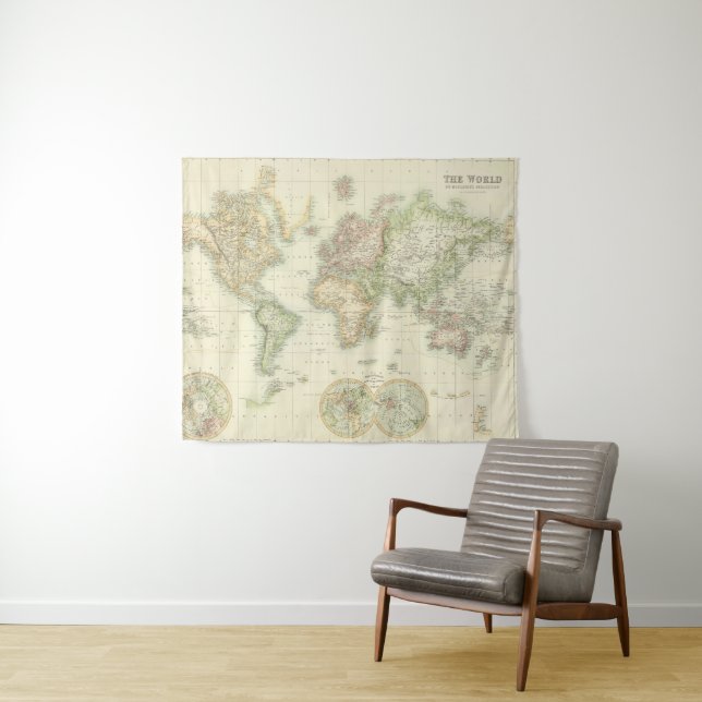 Tenture Monde sur la projection de Mercator (En situation (horizontale))