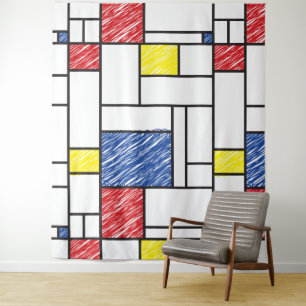Tenture Mondrian Gribouillages Minimaliste Art Moderne De 