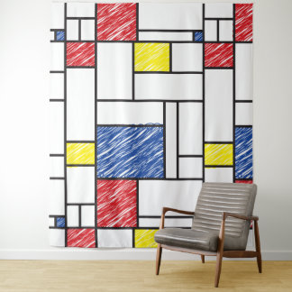 Tenture Mondrian Gribouillages Minimaliste Art Moderne De 