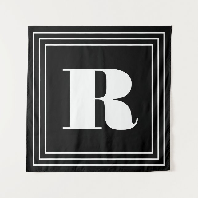 Tenture Monogramme 3 cadres | Noir et blanc (Devant)
