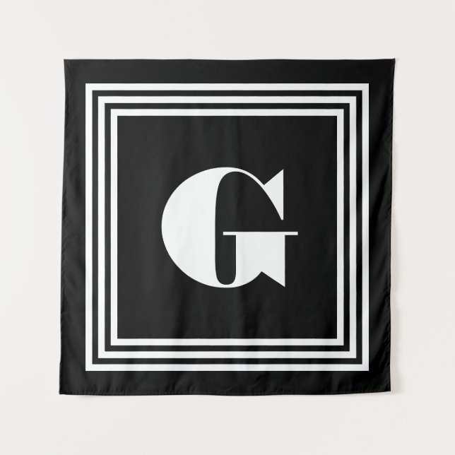 Tenture Monogramme Cadre Gras 3 | Noir & Blanc (Devant)