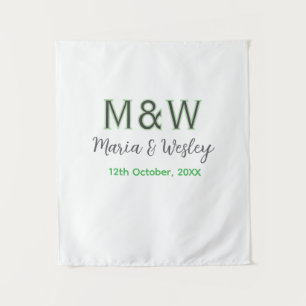 Tenture Monogramme couple gris vert moderne romantique dat