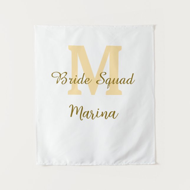 Tenture Monogramme de l'équipe de la mariée simple shower  (Devant)