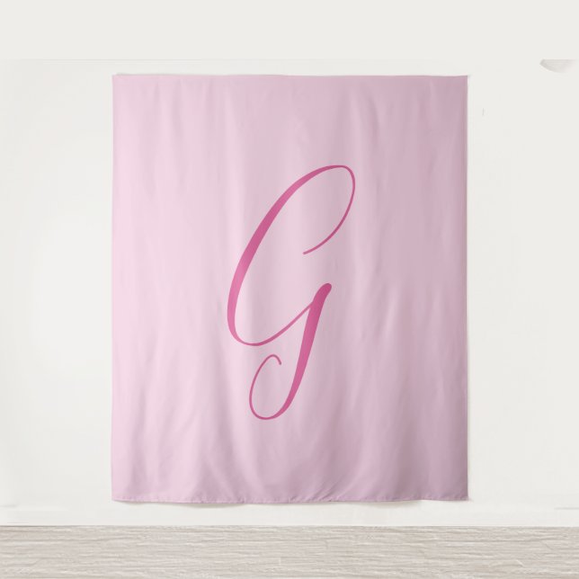 Tenture Monogramme de lettre initiale rose clair chic uni (Devant)
