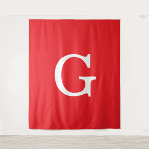 Tenture Monogramme de lettre initiale rouge blanc simple