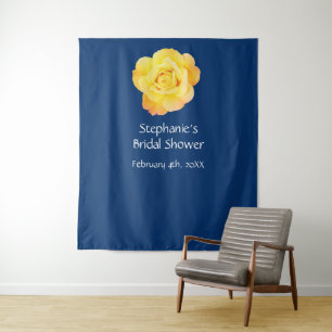 Tenture Monogramme de nom de douche de mariée Rose jaune B
