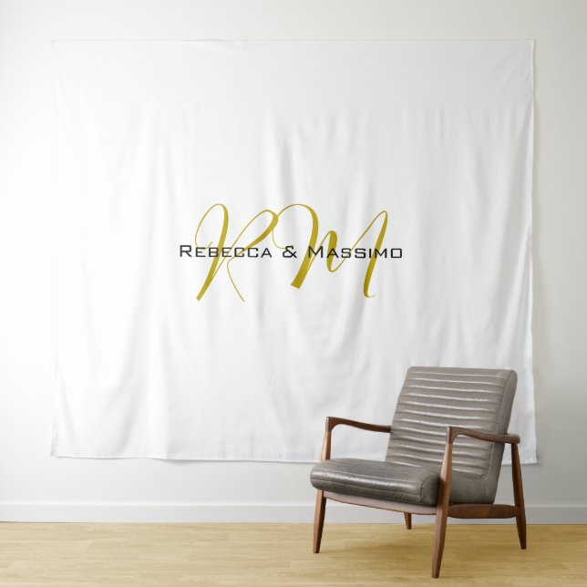 Tenture Monogramme de nom moderne de couleur or unique exc (En situation (horizontale))