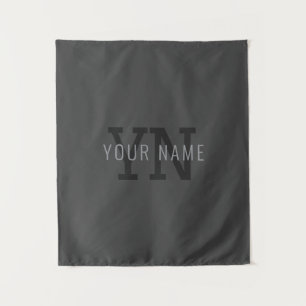 Tenture Monogramme de nom (ou autre texte) gris foncé mode