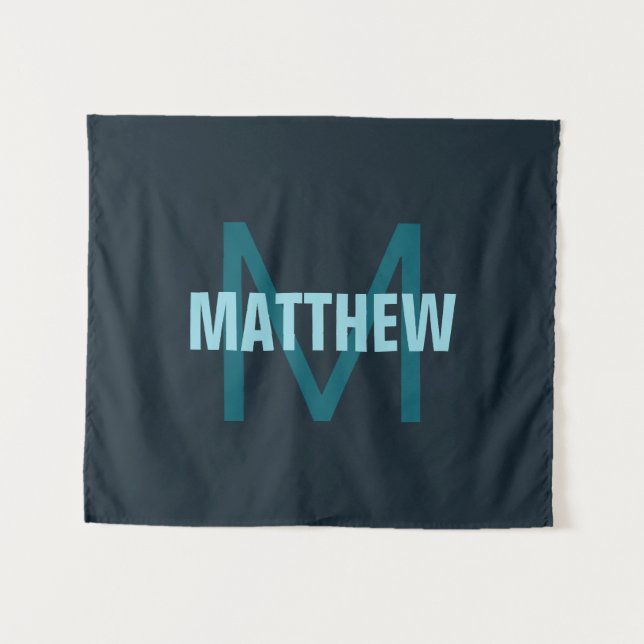 Tenture Monogramme de nom personnalisable simple en gras (Devant (Horizontal))
