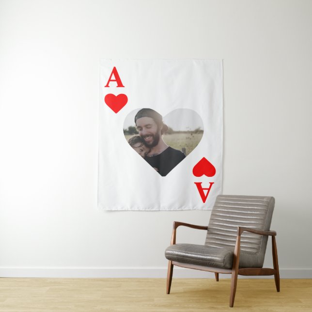 Tenture monogramme de photo de coeur de poker moderne pers (En situation)