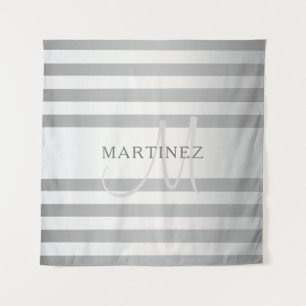 Tenture Monogramme élégant Faux dégradé de gris argenté ra