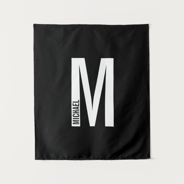 Tenture Monogramme et nom personnalisés modernes (Devant)