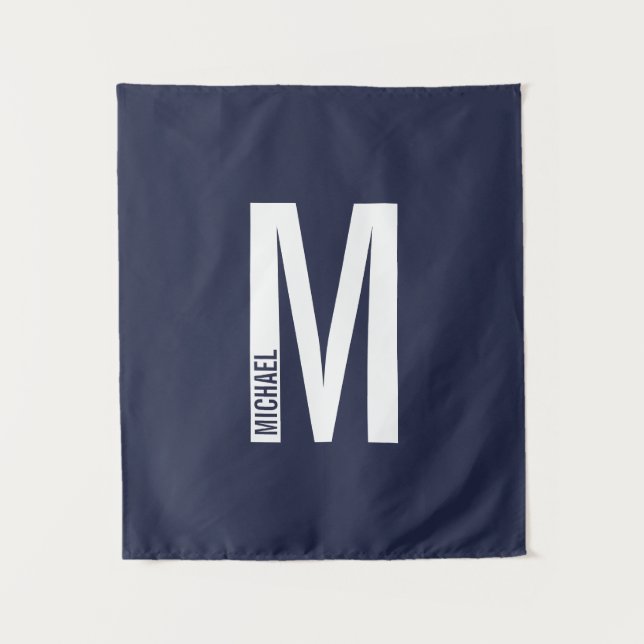 Tenture Monogramme et nom personnalisés modernes (Devant)
