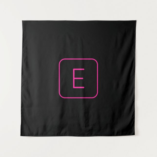 Tenture Monogramme Initial De Style Moderne | Rose Et Noir (Devant)