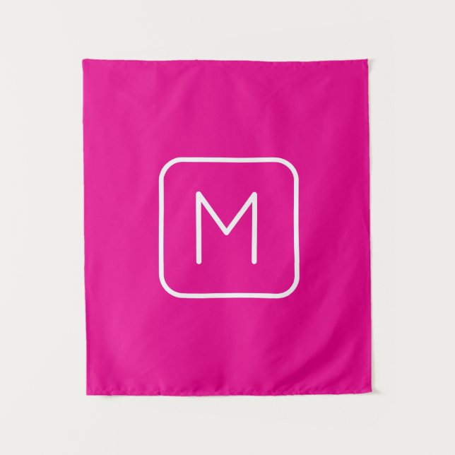Tenture Monogramme Initial Simple & Moderne | Rose & Blanc (Devant)
