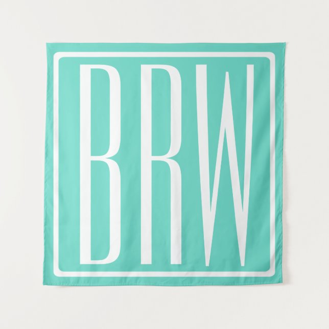 Tenture Monogramme Initiales 3 Modernes Gras | Blanc Sur A (Devant)