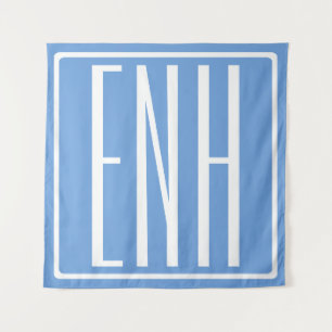 Tenture Monogramme Initiales 3 Modernes Gras Bleu Clair