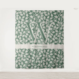Tenture Monogramme modifiable fleur vert émeraude personna