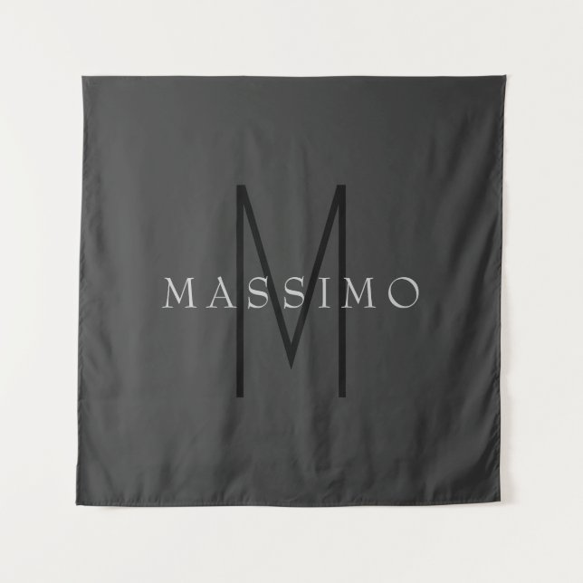 Tenture Monogramme Noir Professionnel Gris Votre Nom (Devant)