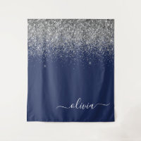 Monogramme Pailleté Fille Navy Bleu Argenté