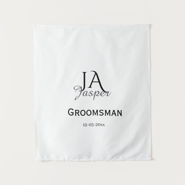 Tenture Monogramme personnalisé garçon d'honneur nom date (Devant)