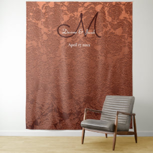 Tenture Monogramme Rustique Automne Terracotta Photo Booth