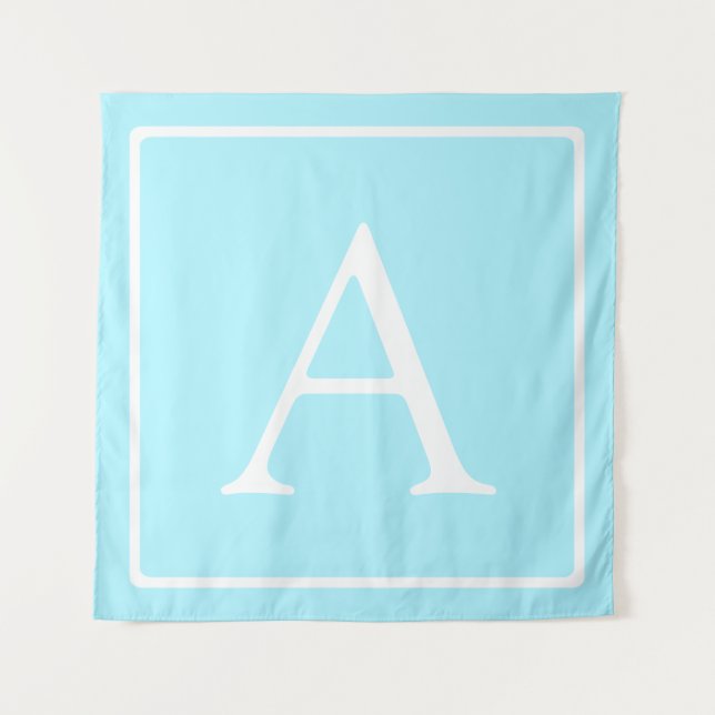 Tenture Monogramme simple bleu ciel (Devant)