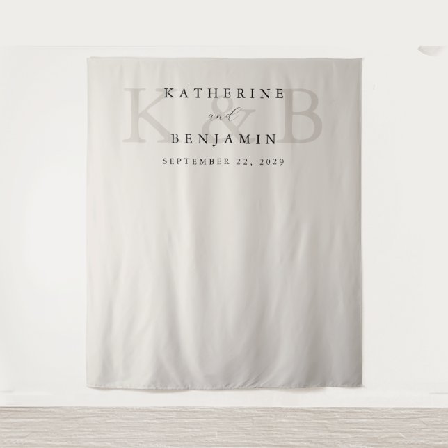 Tenture Monographie Mariage de Monogramme noir et ivoire m (Devant)