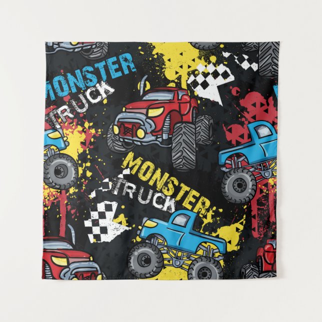 Tenture Monster Car : Abstrait Motif enfant (Devant)