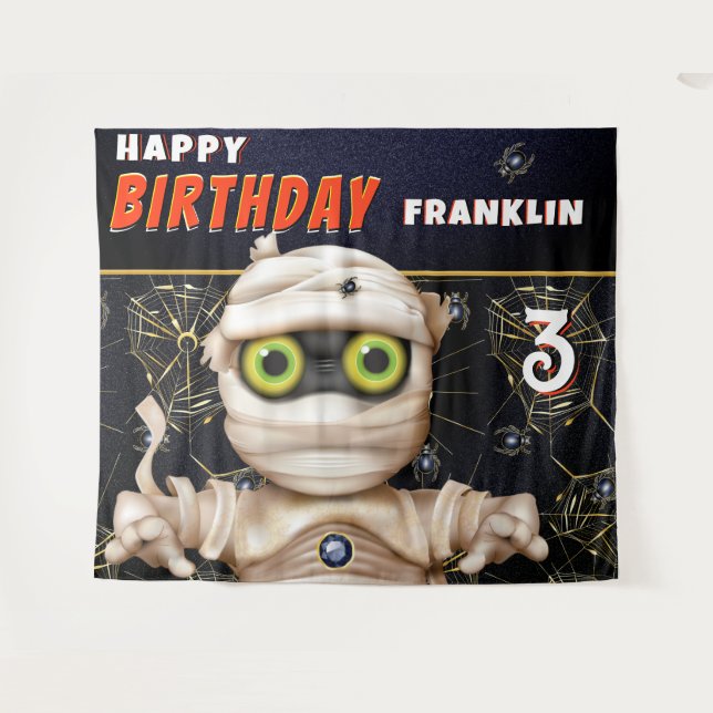 Tenture Monster Thème Anniversaire de enfant fond (Devant (Horizontal))