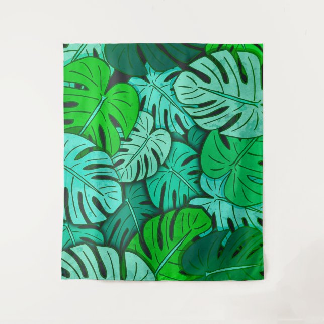 Tenture Monstera grunge laisse #2 grand (Devant)