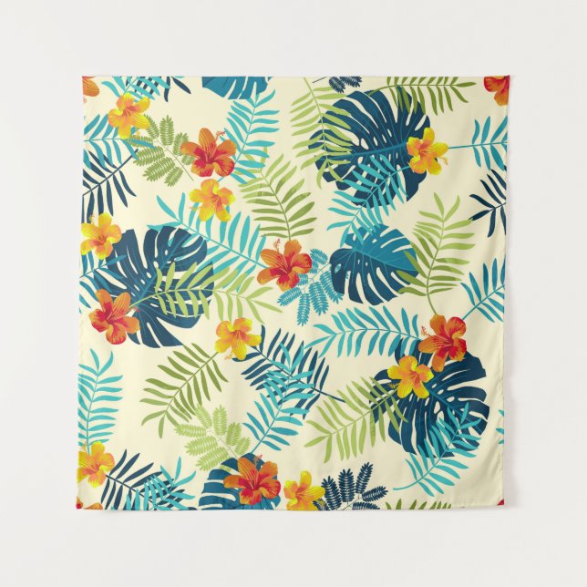 Tenture Monstère tropicale Hibiscus Motif d'été (Devant)