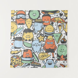 Tenture Monstres d'été, coloré sans couture motif