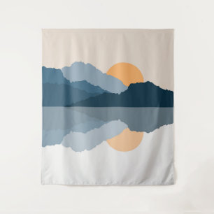 Tenture Montagnes bleues reflétées dans le lac