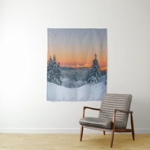 Tenture Montagnes brûlantes magiques coucher de soleil hiv