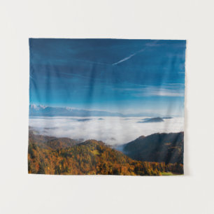 Tenture Montagnes d'automne et brouillard dans la vallée