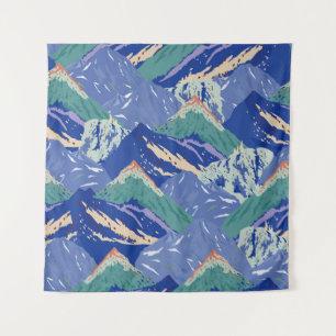 Tenture Montagnes vintages paysage sans couture motif. Som