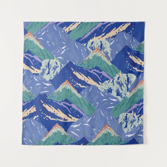 Tenture Montagnes vintages paysage sans couture motif. Som (Devant)