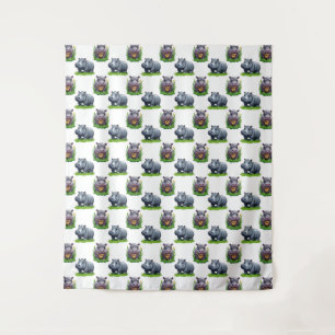 Tenture Moo Deng Hippopotamus Animal Motif Design