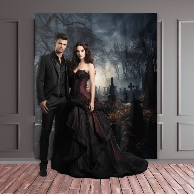 Tenture Moody Gothic Autumn Moonlit Graveyard XLarge (Créateur téléchargé)