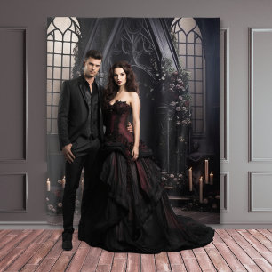 Tenture Moody Gothic Dark Alter Fleurs Bourgogne XLarge