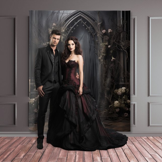 Tenture Moody Gothic Dark Arche et Fleurs voilées XLarge (Créateur téléchargé)