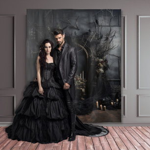 Tenture Moody Gothic Dark Arched Alter avec Ravens XLarge