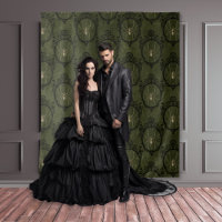 Moody gothique Damask Green & Black Spider Tapestr