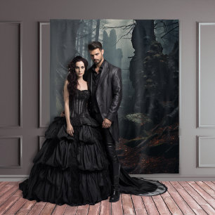 Tenture Moody gothique Forêt foncée Marches et ruines XLar