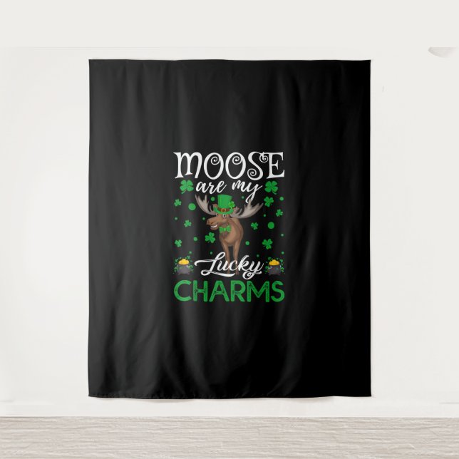 Tenture Moose Are My Lucky Charms Moose St. Patrick's Day (Devant)